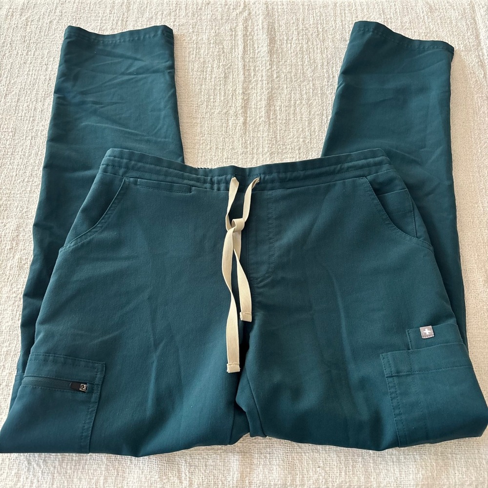 FIGS Technical Collection Scrub Pants Womens Small Teal Green Cargo TW2000R
